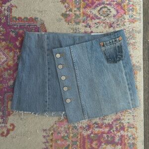 Re/Done Blue Denim Skirt